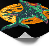 ゾンビ不気味シャークハロウィーン海の生物 ポスター (角)