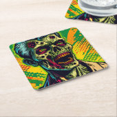 ゾンビ不気味ハローウィンパーティ スクエアペーパーコースター (アングル)