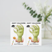 ゾンビ不気味ハンドスクールパーティーハロウィンカード ポストカード (スタンド正面)