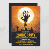 ゾンビ墓地オレンジハロウィーン 招待状 (正面/裏面)