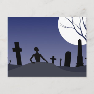 ゾンビ墓地ハロウィーン ポストカード
