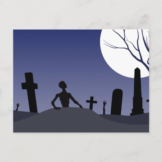 ゾンビ墓地ハロウィーン ポストカード (正面)