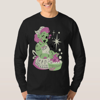 ゾンビ女性母清掃ハロウィン Tシャツ