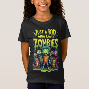 ゾンビ好きな子供 カートゥーン・ハロウィン Tシャツ