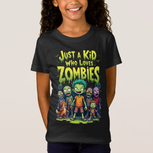 ゾンビ好きな子供 カートゥーン・ハロウィン Tシャツ (正面)