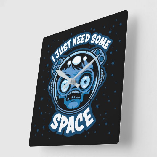 ゾンビ宇宙飛行士は何らかの宇宙を必要とする スクエア壁時計 (傾斜)