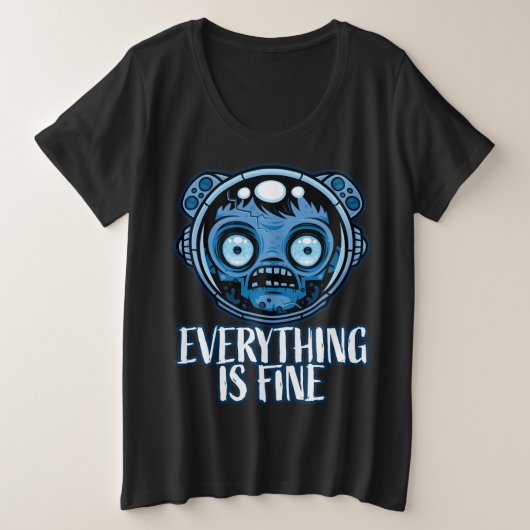 ゾンビ宇宙飛行士素晴らし プラスサイズTシャツ (デザイン正面)