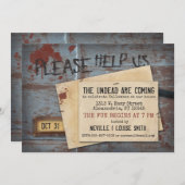 ゾンビ完全に死んでいなハロウィーン |不気味な招待状 招待状 (正面/裏面)