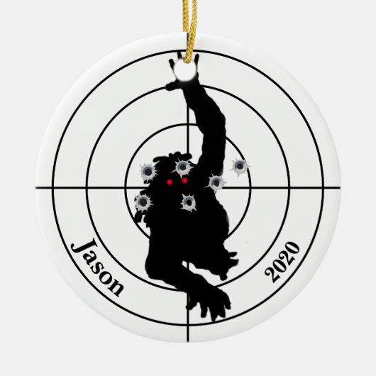 ゾンビ射撃、 発砲ターゲットガンシューティングクリスマス セラミックオーナメント (正面)