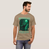 ゾンビ島の月島レトロトーンのハロウィン Tシャツ (正面フル)