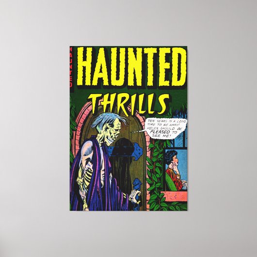 ゾンビ幽霊のよく出る夫ホラーヴィンテージ漫画 キャンバスプリント (正面)