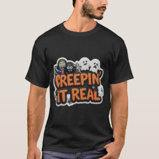 ゾンビ幽霊クモのハロウィングラフィック Tシャツ