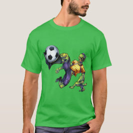 ゾンビ怖いハロウィンサッカー選手メンズ Tシャツ