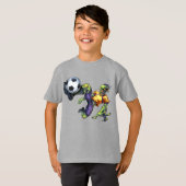 ゾンビ怖いハロウィーンサッカープレイヤーボーイズ Tシャツ (正面フル)