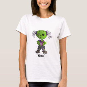 ゾンビ愛かわいいトロッコによってステッチされるハートmaully tシャツ