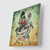 ゾンビ愛 スクエア壁時計 (傾斜)