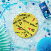 ゾンビ感染ゾーン警告テープ血の染色 ペーパープレート (パーティー)