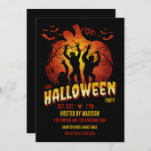 ゾンビ感染ハロウィン 招待状 (正面/裏面)