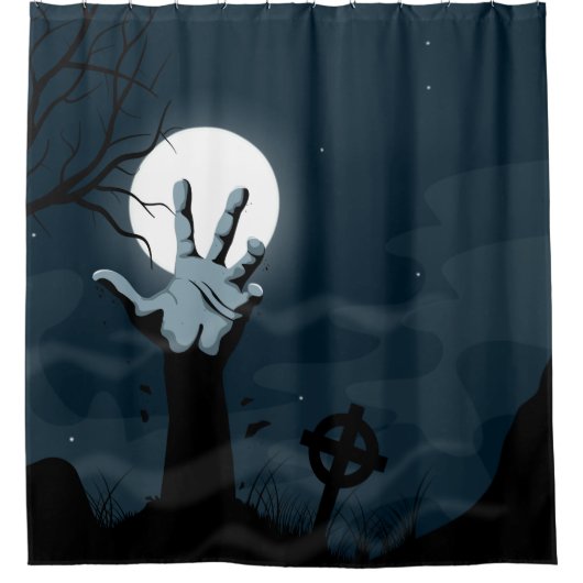 ゾンビ手のハロウィンのシャワー・カーテン シャワーカーテン (正面)