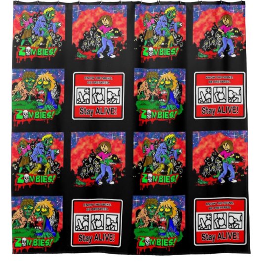 ゾンビ漫画のパターン シャワーカーテン (正面)