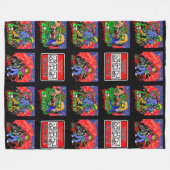 ゾンビ漫画のパターン フリースブランケット (正面(横))