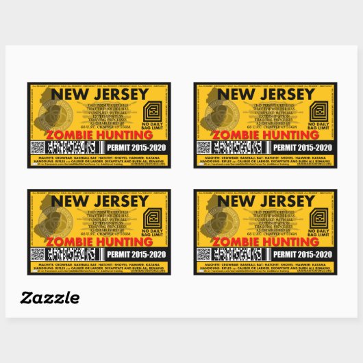 ゾンビ狩り許可設定ニュージャージー 長方形シール (シート)