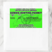 ゾンビ狩り許可（明るい緑） 長方形シール (バッグ)