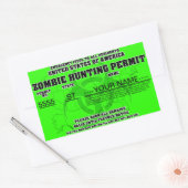 ゾンビ狩り許可（明るい緑） 長方形シール (封筒)