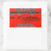 ゾンビ狩り許可 長方形シール (バッグ)