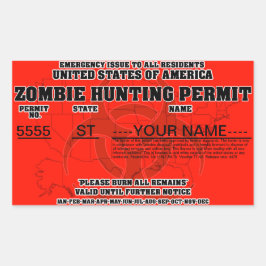 ゾンビ狩り許可 長方形シール