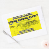ゾンビ狩り許可 長方形シール (封筒)