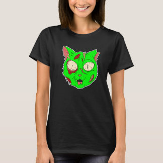 ゾンビ猫の怠け者ハロウィンコスチューム 怖い 不気味 スプー Tシャツ