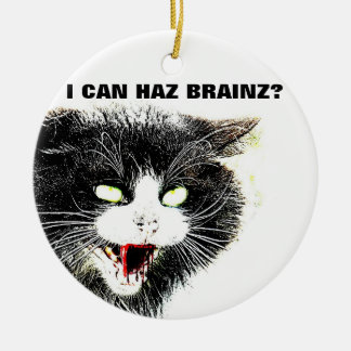 ゾンビ猫私はHaz Brainzのオーナメントできます セラミックオーナメント