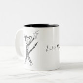 ゾンビ猿はあなたのコーヒーを食べます ツートーンマグカップ (正面左)