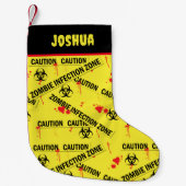 ゾンビ生物学的災害［有害物質］がハロウィン警告に入らない スモールクリスマスストッキング (正面)