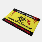 ゾンビ生物学的災害［有害物質］入力しない警告標識 ドアマット (アングル)