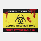 ゾンビ生物学的災害［有害物質］入力しない警告標識 ドアマット (正面)