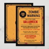 ゾンビ発生のお知らせ ハロウィン警告 楽しい 招待状 (正面/裏面)