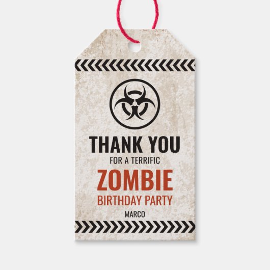 ゾンビ発生パーティーのサビれた看板 ギフトタグ (正面)