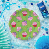 ゾンビ脳カップケーキパターン ペーパープレート (パーティー)