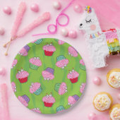 ゾンビ脳カップケーキパターン ペーパープレート (パーティー)