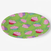 ゾンビ脳カップケーキパターン ペーパープレート (アングル)