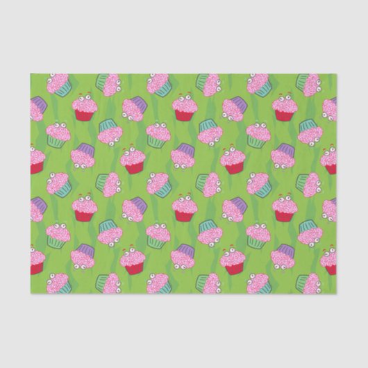 ゾンビ脳カップケーキパターン 薄葉紙 (正面)