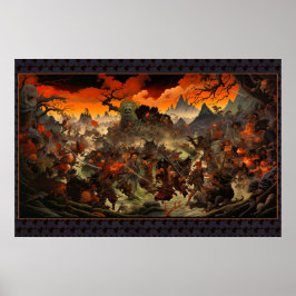 ゾンビ蜂起封建日本 – ウッドブロックプリント ポスター