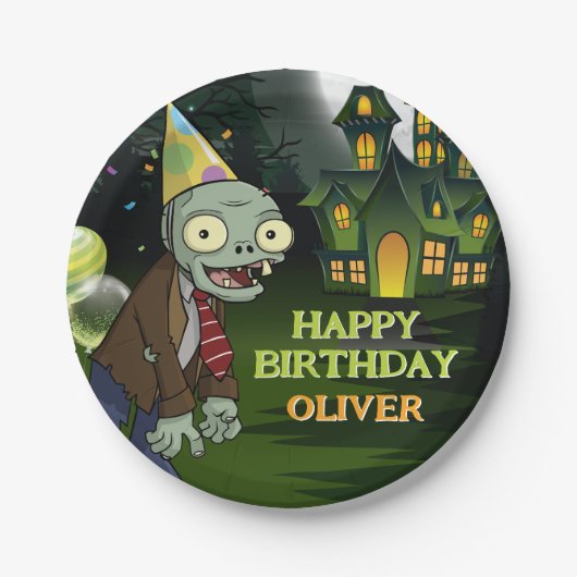 ゾンビ誕生日キッズ怖いモンスター ペーパープレート (正面)