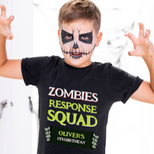 ゾンビ誕生日レスポンススクワッド面白いハロウィンキッド Tシャツ