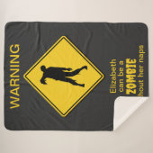 ゾンビ警告のハロウィーン シェルパブランケット (正面(横))