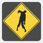 ゾンビ警告のハロウィーン スクエアシール (正面)