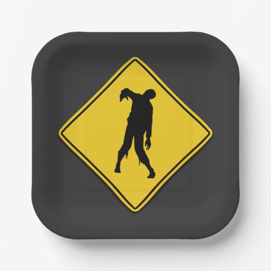 ゾンビ警告のハロウィーン ペーパープレート (正面)