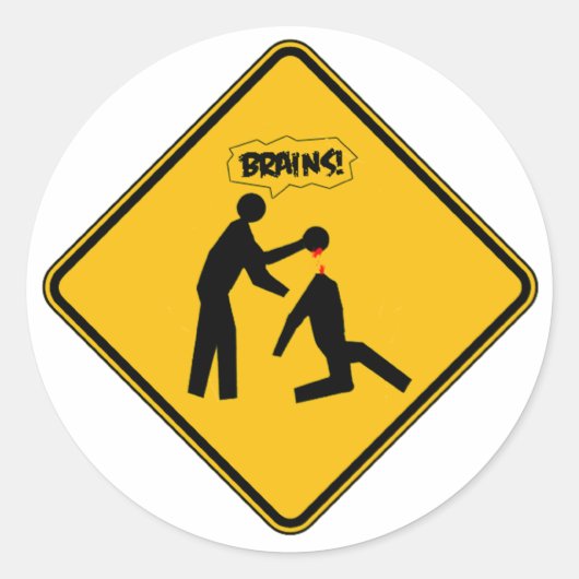 ゾンビ警告標識 ラウンドシール (正面)